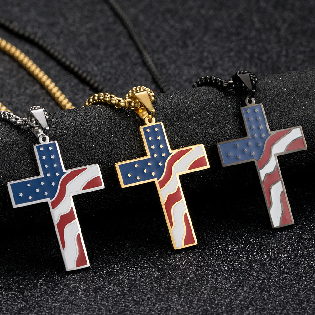 Flag & Cross Necklace - Concordia Style Boutique