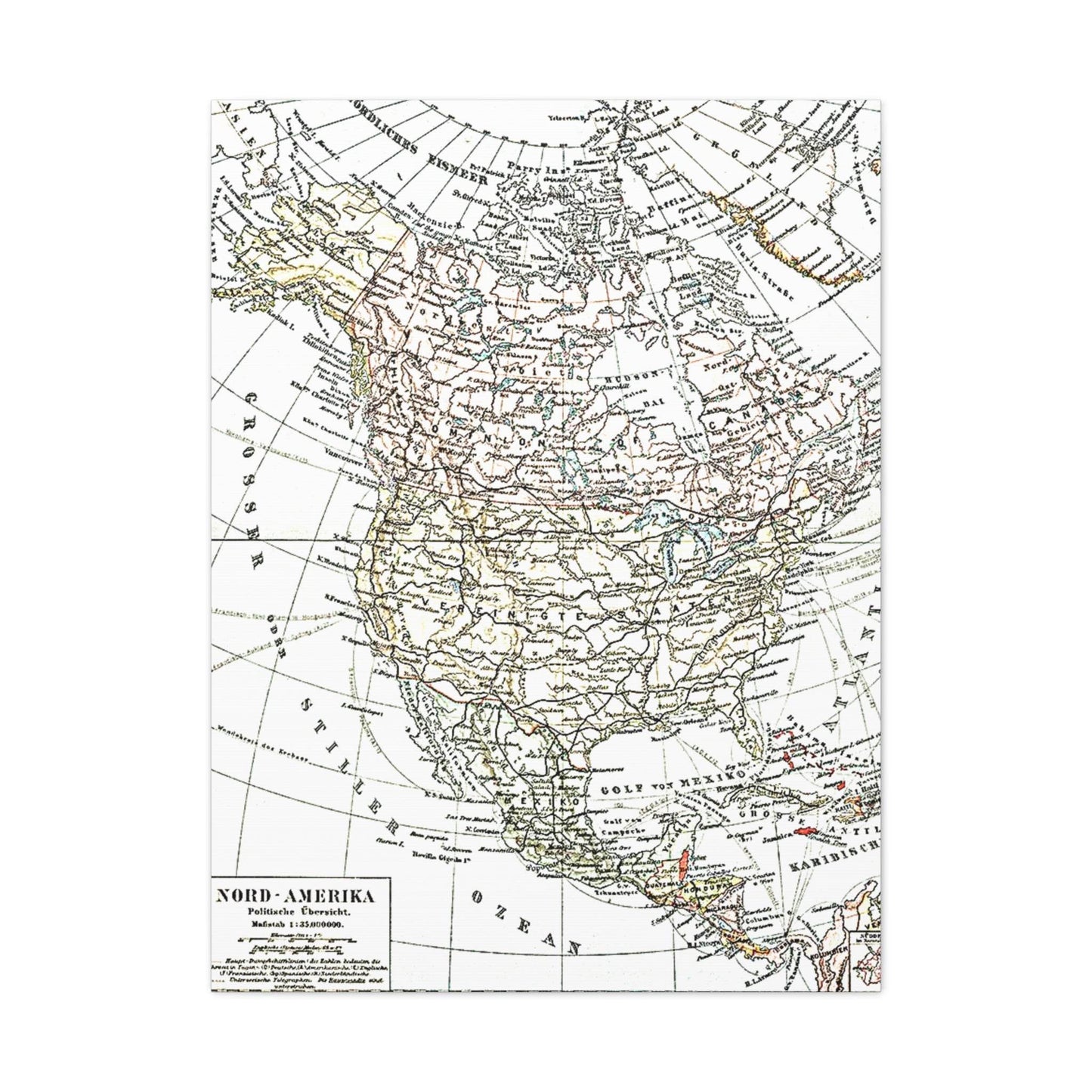 Vintage Map Canvas Print - Classic North America Wall Art - Concordia Style Boutique