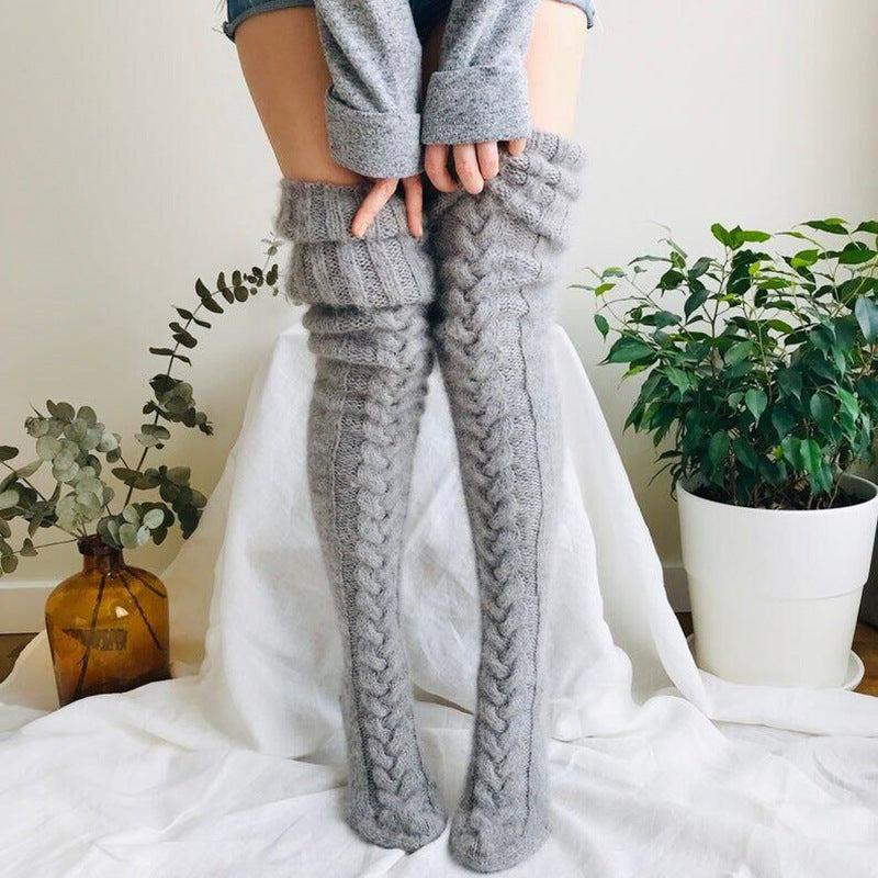 Winter Socks Over The Knee Lengthened Long Tube Knitted Pile Socks - Concordia Style Boutique