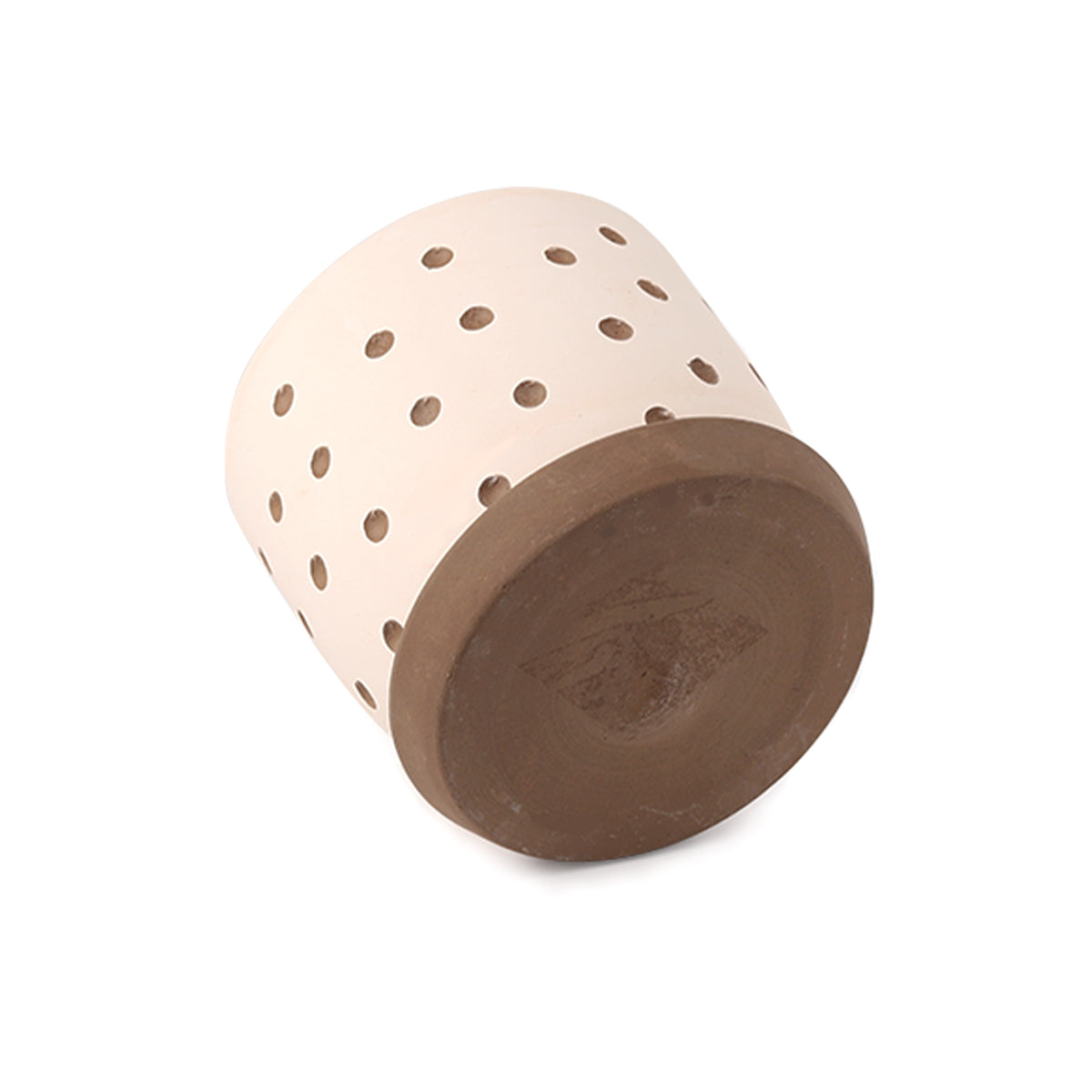 Clay White Polka Dot Pattern Pot
