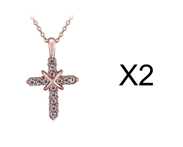 Studded Jesus Cross Necklace Clavicle Chain - Concordia Style Boutique