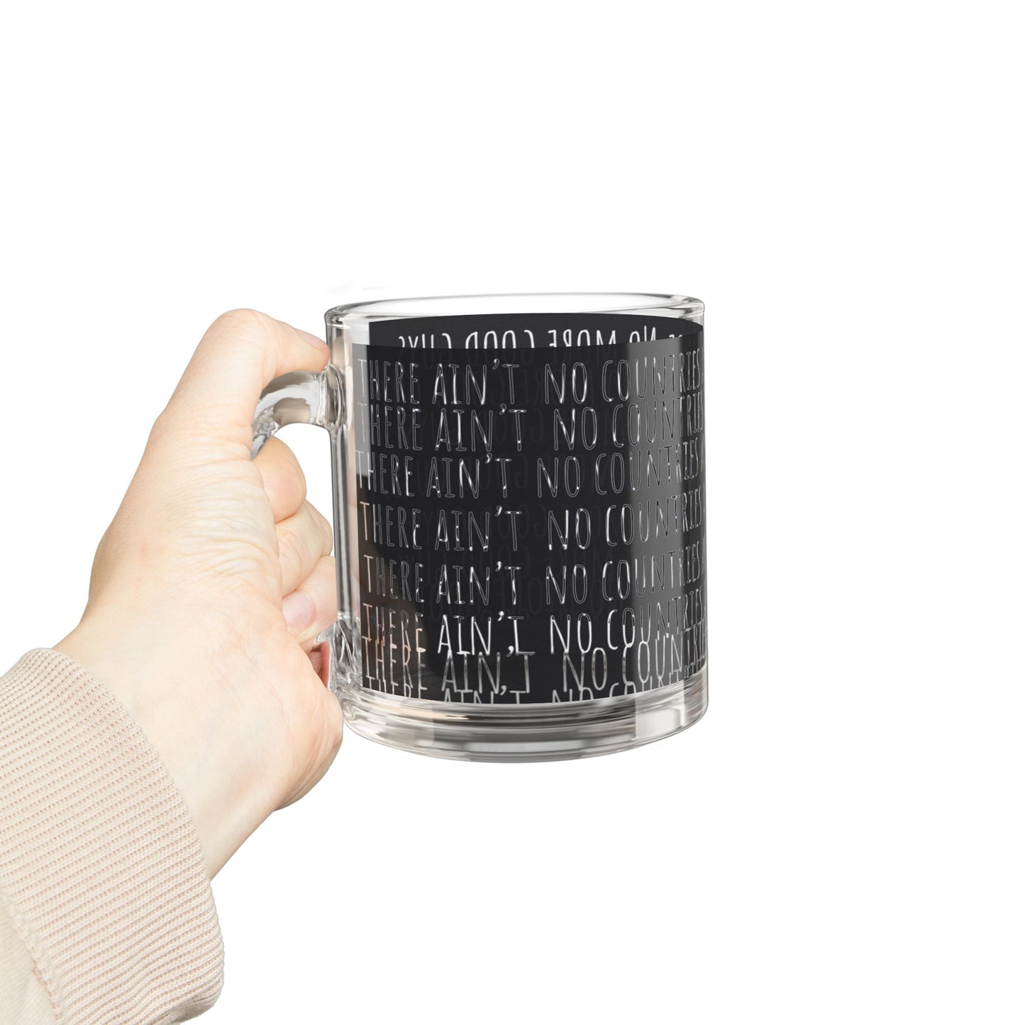 Glass Mug, 10 oz - "No More Countries" - Premium Glass Mug from Concordia Style Boutique - Just $25.27! Shop now at Concordia Style Boutique