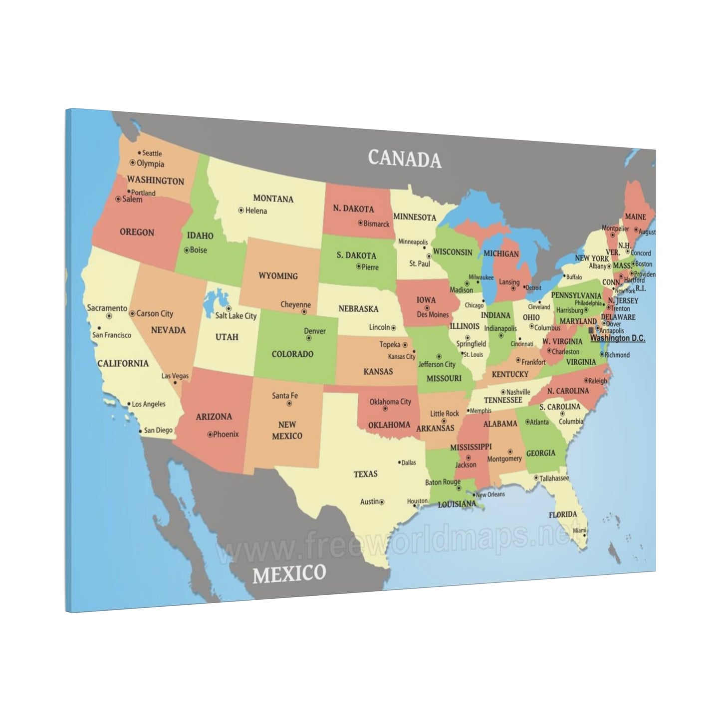 USA State Map Canvas Art - Matte Stretched Wall Decor - Premium Canvas from Concordia Style Boutique - Just $386.03! Shop now at Concordia Style Boutique