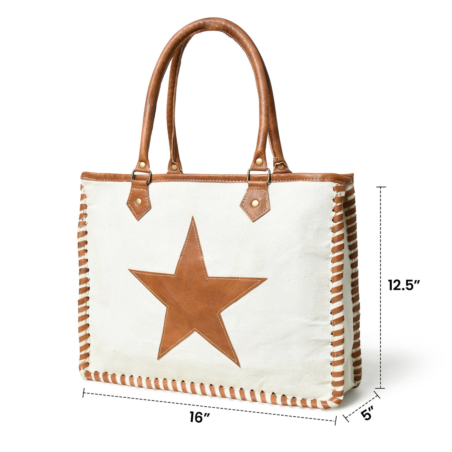 Star Upcycled Canvas Shoulder Tote - Concordia Style Boutique