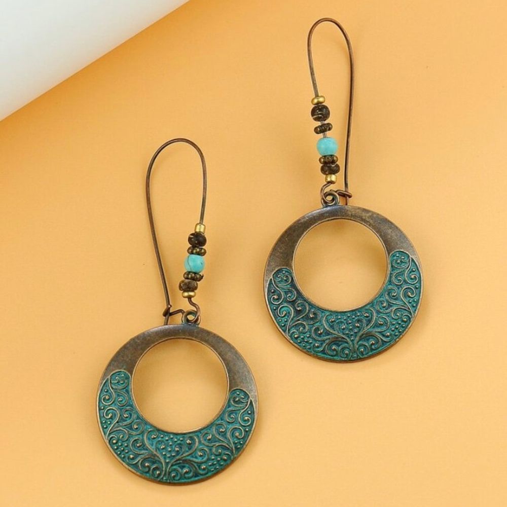 BOHO ROUND TURQUOISE EARRINGS - Concordia Style Boutique