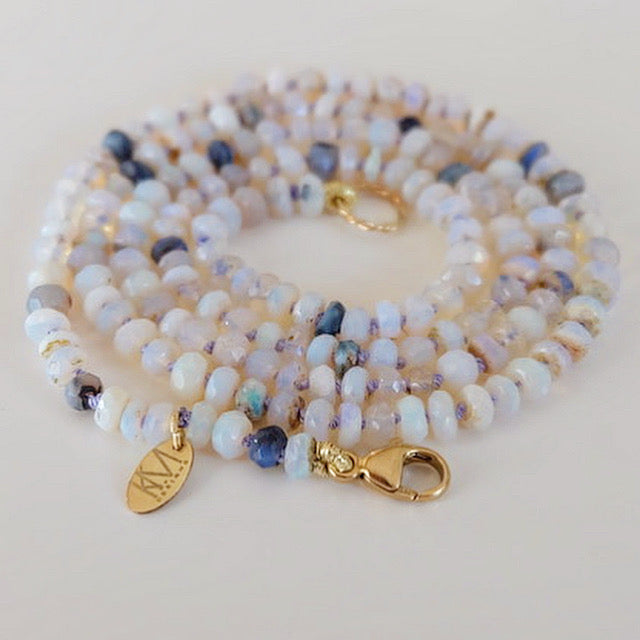 Australian Opal Bead Necklace 14K Gold
