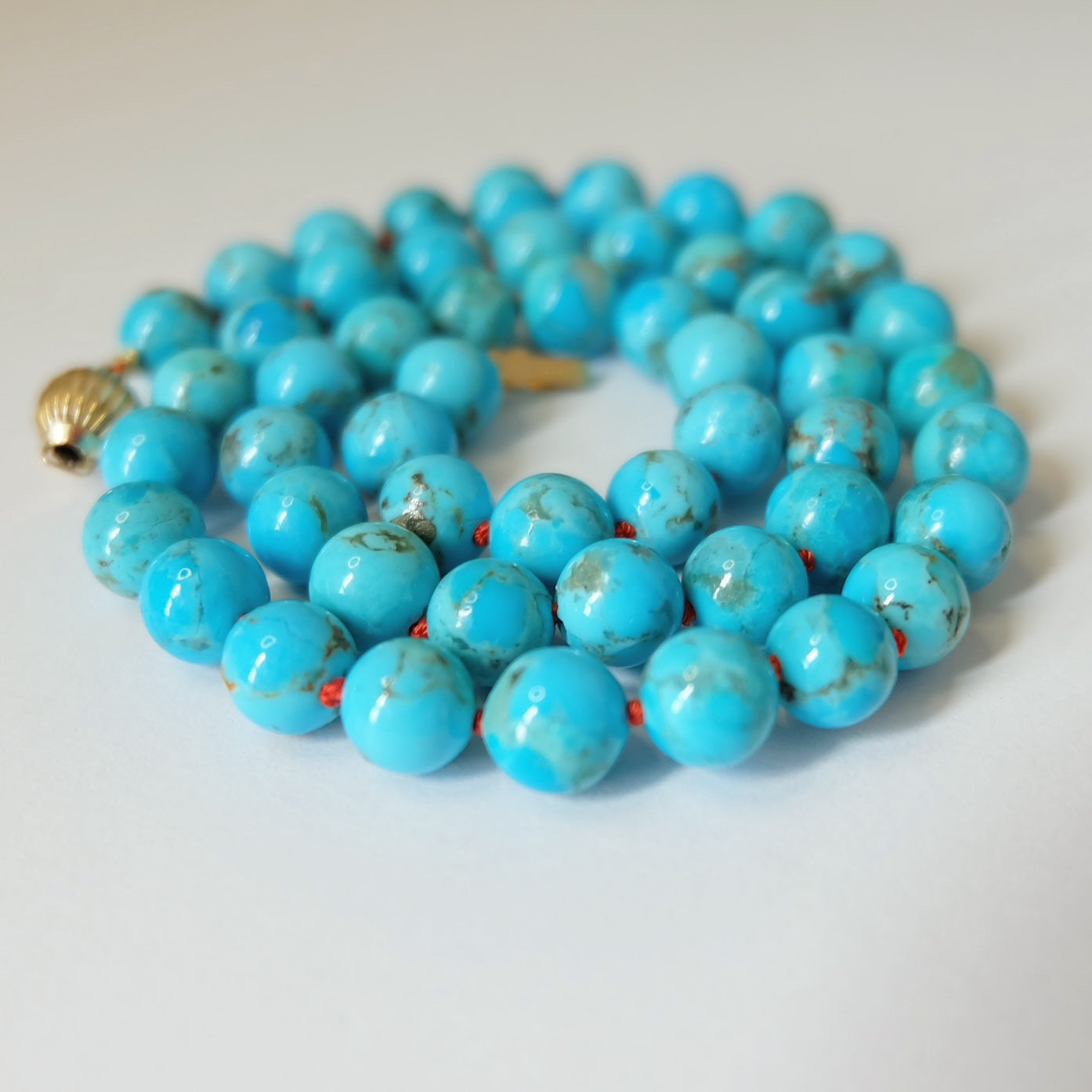14K Gold Kingman Turquoise Necklace