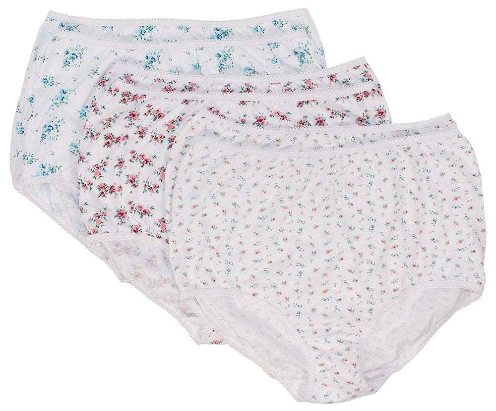 100% Cotton Full Coverage Panty Floral Print 6 Pack - Concordia Style Boutique