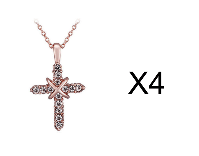 Studded Jesus Cross Necklace Clavicle Chain - Concordia Style Boutique