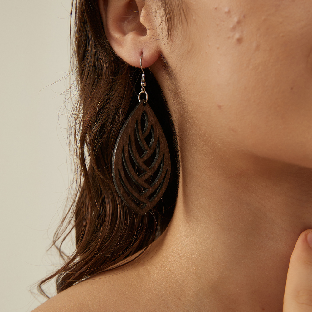 WOODEN STATEMENT EARRINGS (PAIR) - Concordia Style Boutique