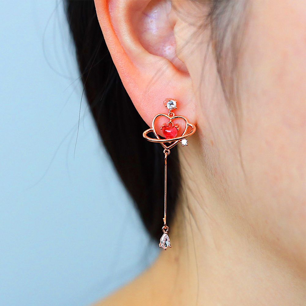 RED HEART THREADER EARRINGS (PAIR) - Concordia Style Boutique
