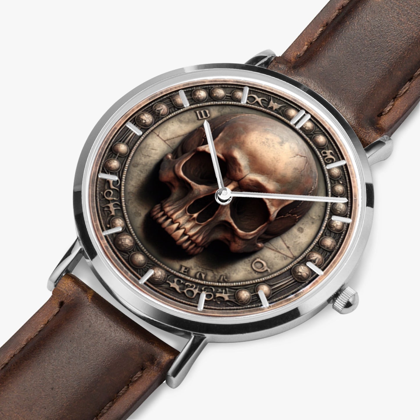 Ultra-Thin Leather Strap Quartz Watch -"Memento Mori" - Unisex - Premium Leather Strap Watches from Concordia Style Boutique - Just $44.25! Shop now at Concordia Style Boutique