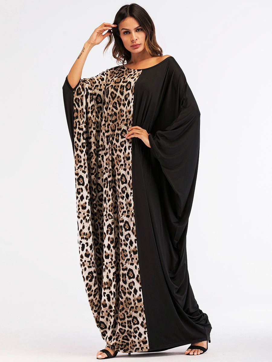 Leopard Knit Bat Sleeve Dress Muslim Robe Ramadan - Premium robe from erDouckan - Just $87.99! Shop now at Concordia Style Boutique