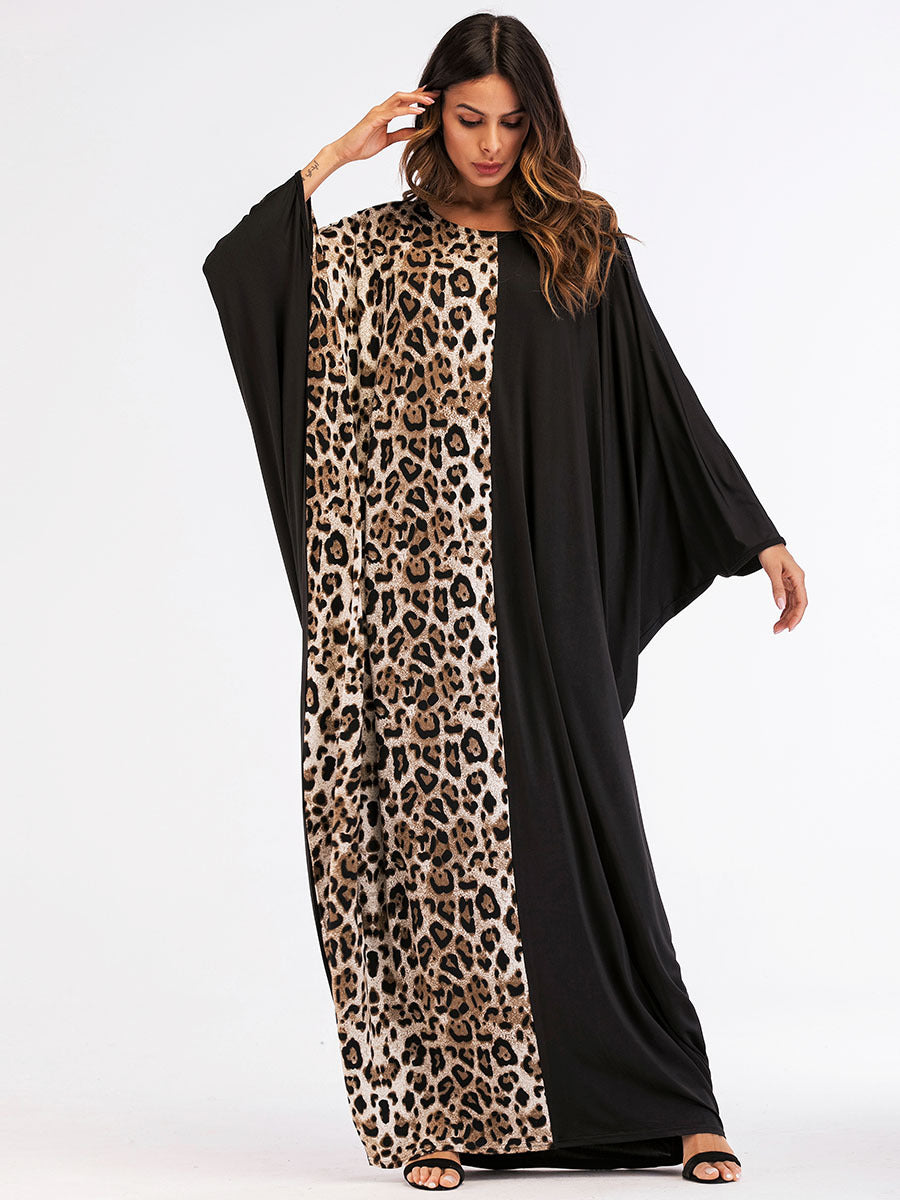 Leopard Knit Bat Sleeve Dress Muslim Robe Ramadan - Premium robe from erDouckan - Just $87.99! Shop now at Concordia Style Boutique