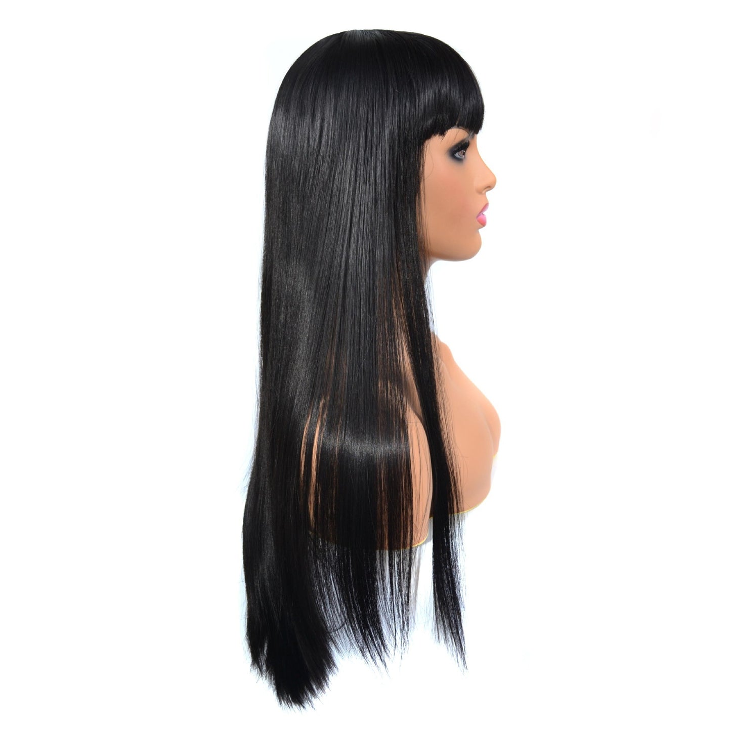 Amazon African Wig - Long Straight Hair with Full Bangs and Flat Bangs - Concordia Style Boutique