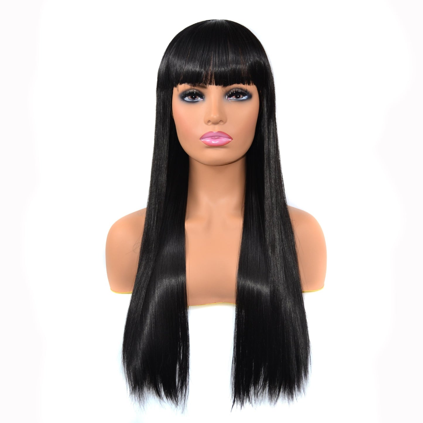 Amazon African Wig - Long Straight Hair with Full Bangs and Flat Bangs - Concordia Style Boutique