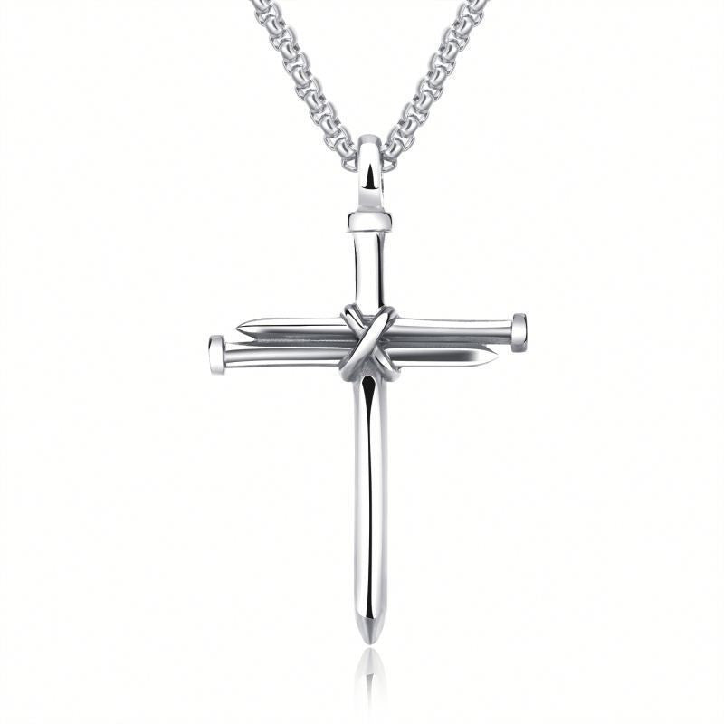 Steel/ Gold /Black Fashion Iron Nail Cross Pendant Necklace - Stainless Steel - 3mm Round - Concordia Style Boutique