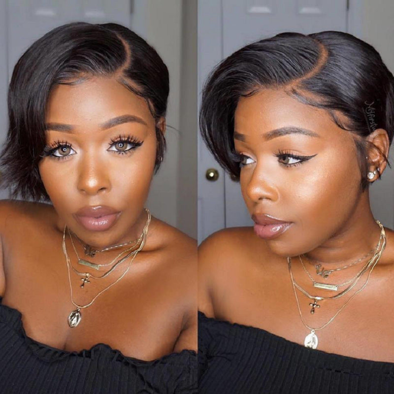 Natural Short Lace Wig Bob Wig - Curly Elf Cut - Transparent Head - Circumference 56 cm - Concordia Style Boutique