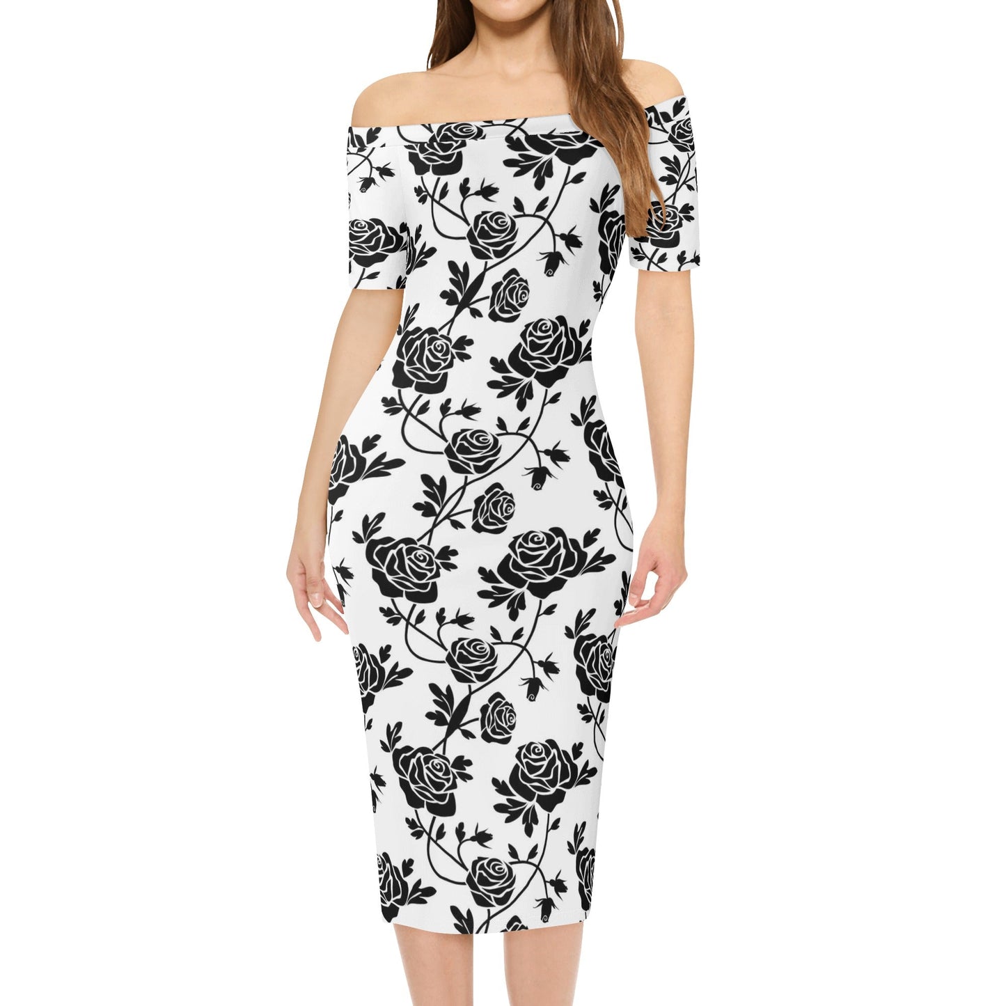 Womens Off The Shoulder Office Lady Dress - Concordia Style Boutique