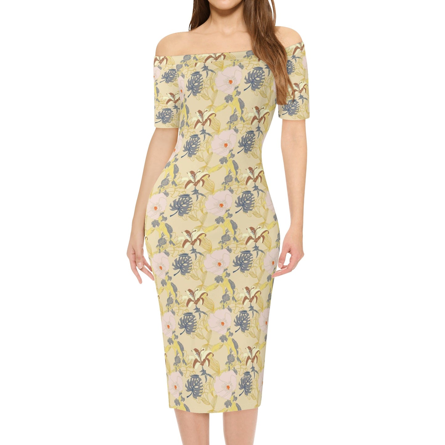 Womens Off The Shoulder Office Lady Dress - Concordia Style Boutique
