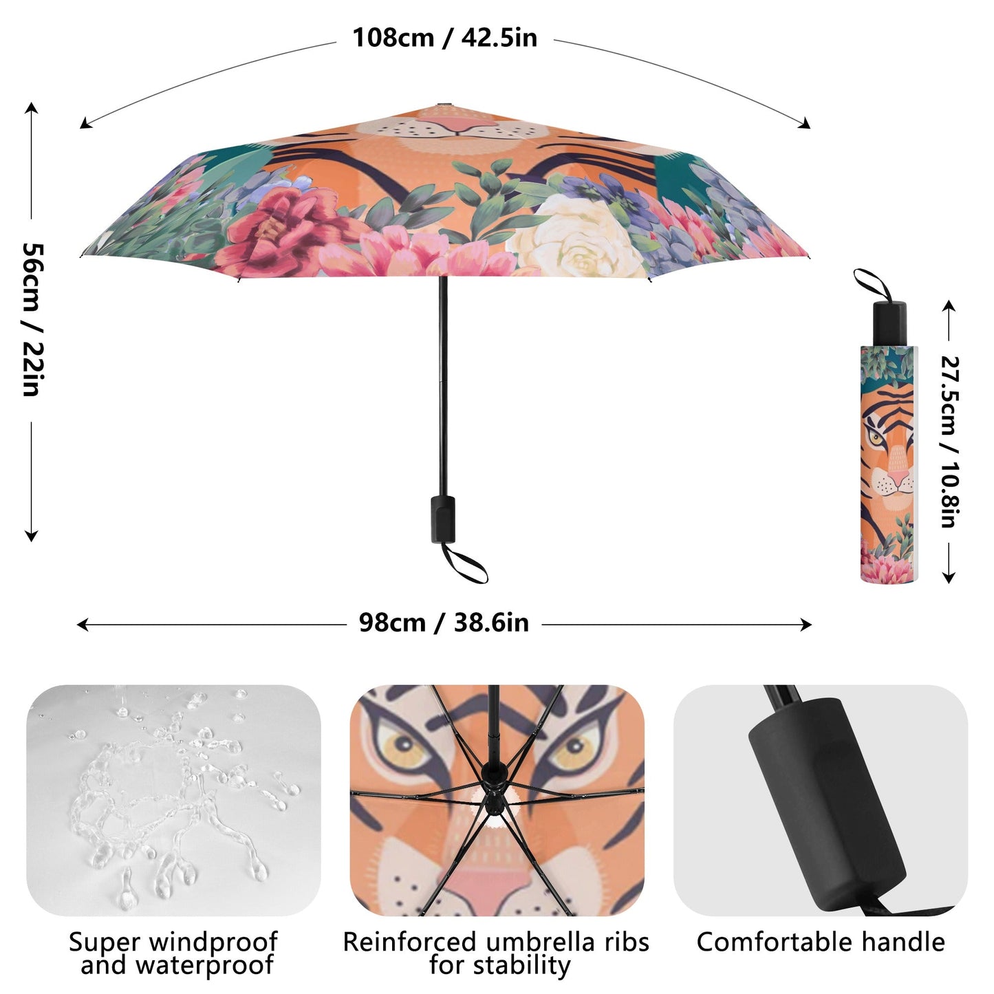 Lightweight Manual Folding Umbrella Printing Outside - Concordia Style Boutique