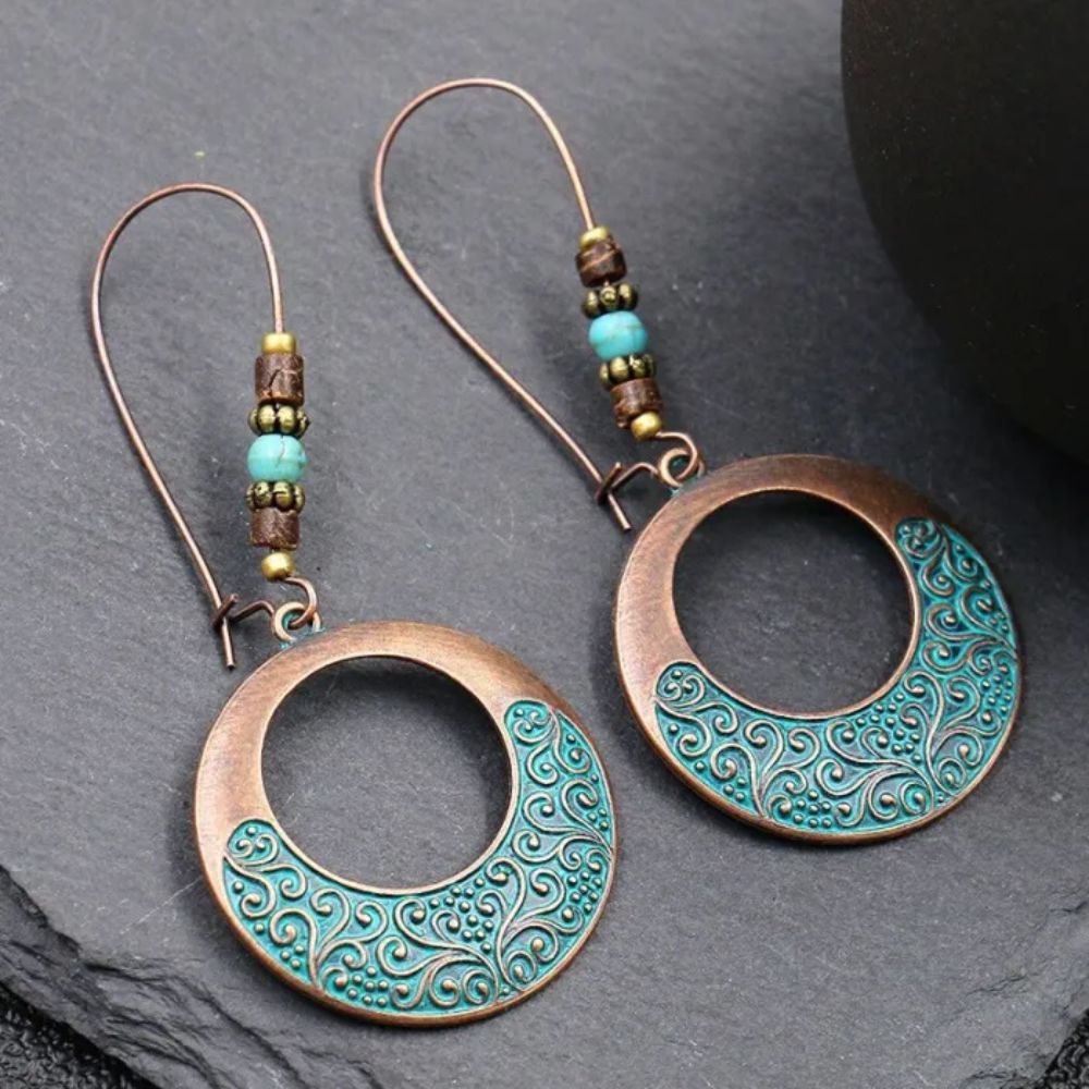 BOHO ROUND TURQUOISE EARRINGS - Concordia Style Boutique