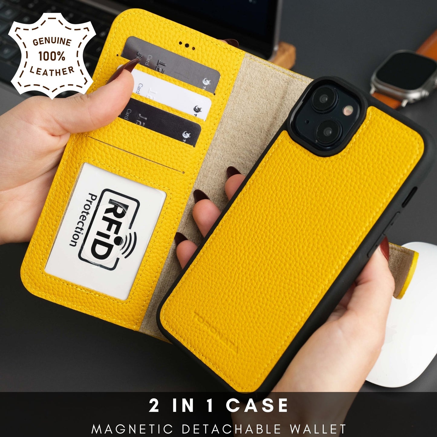 Casper Leather iPhone 15 Wallet Case | Detachable MagSafe Compatible RFID Protection - Concordia Style Boutique