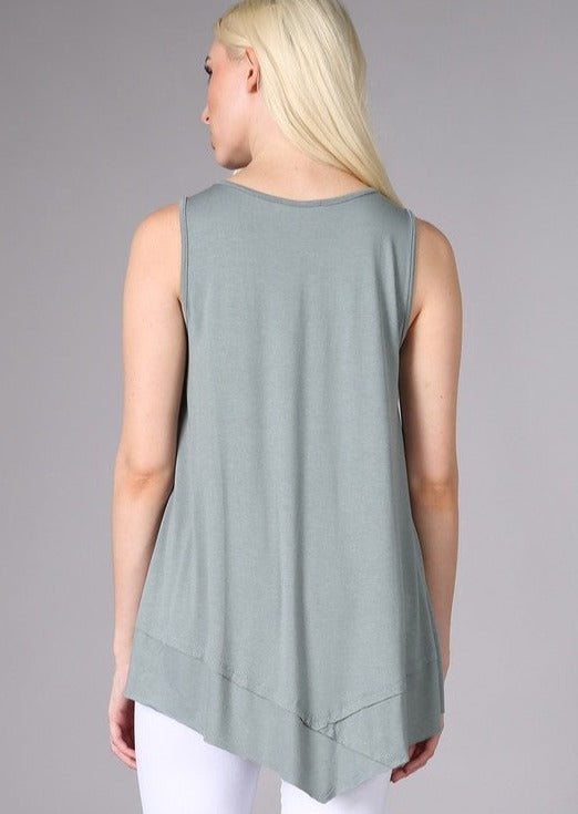 Always Flattering Sleeveless Tunic Light Sage Made in USA - Concordia Style Boutique