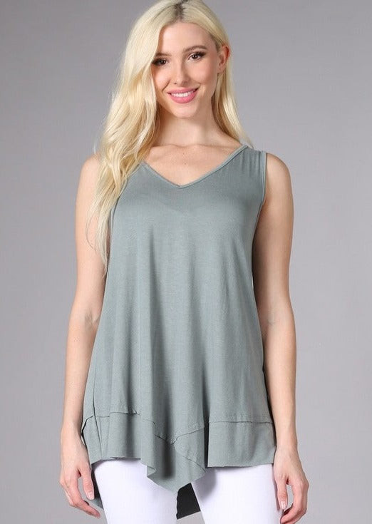 Always Flattering Sleeveless Tunic Light Sage Made in USA - Concordia Style Boutique