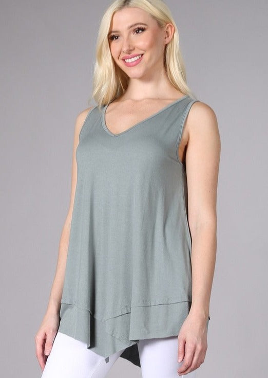 Always Flattering Sleeveless Tunic Light Sage Made in USA - Concordia Style Boutique