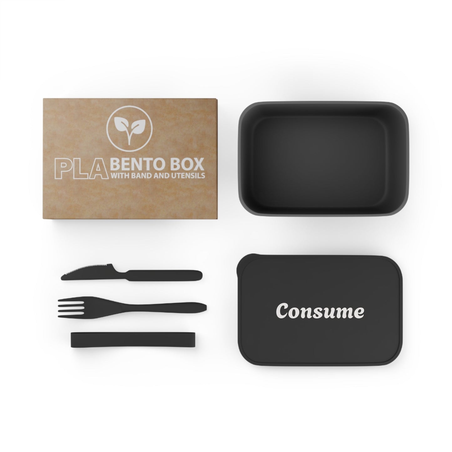 Eco-Friendly Bento Box for Meal Prep - 'Consume' Design with Utensils - Premium Bento Box from Concordia Style Boutique - Just $35.65! Shop now at Concordia Style Boutique