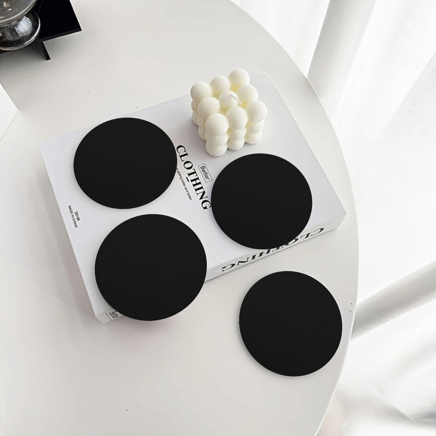 Round Ceramic Coasters - 4 Pcs - "Black" - Premium Round Ceramic Coasters from Concordia Style Boutique - Just $29.18! Shop now at Concordia Style Boutique