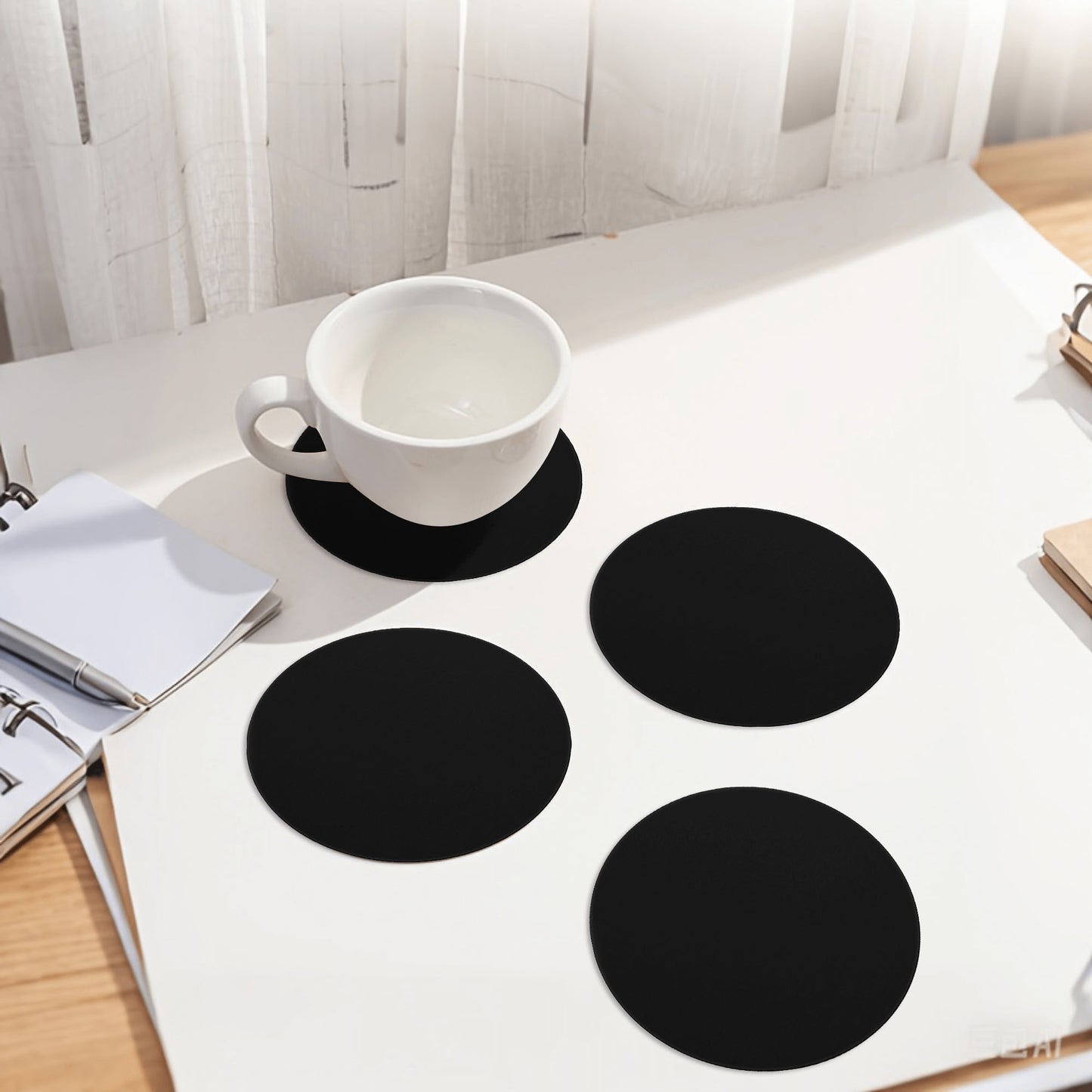 Round Ceramic Coasters - 4 Pcs - "Black" - Premium Round Ceramic Coasters from Concordia Style Boutique - Just $29.18! Shop now at Concordia Style Boutique