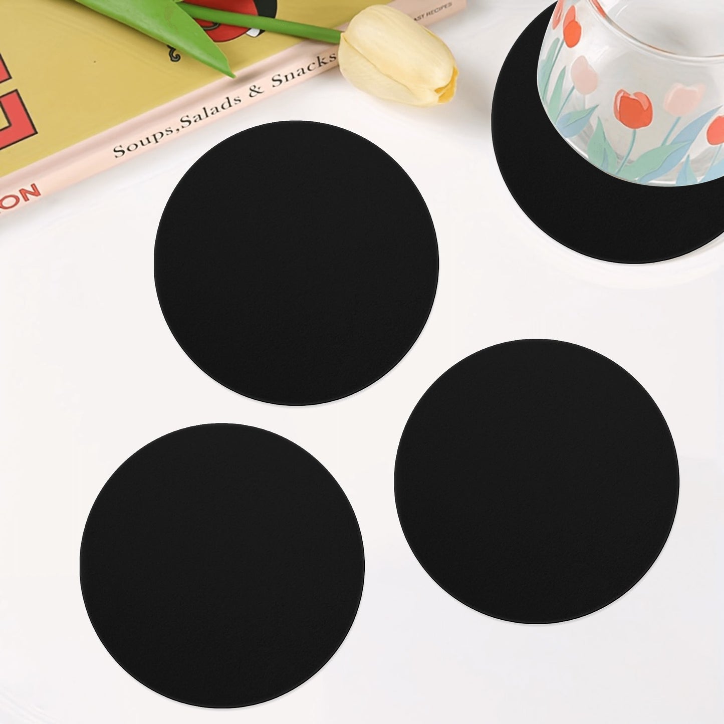 Round Ceramic Coasters - 4 Pcs - "Black" - Premium Round Ceramic Coasters from Concordia Style Boutique - Just $29.18! Shop now at Concordia Style Boutique