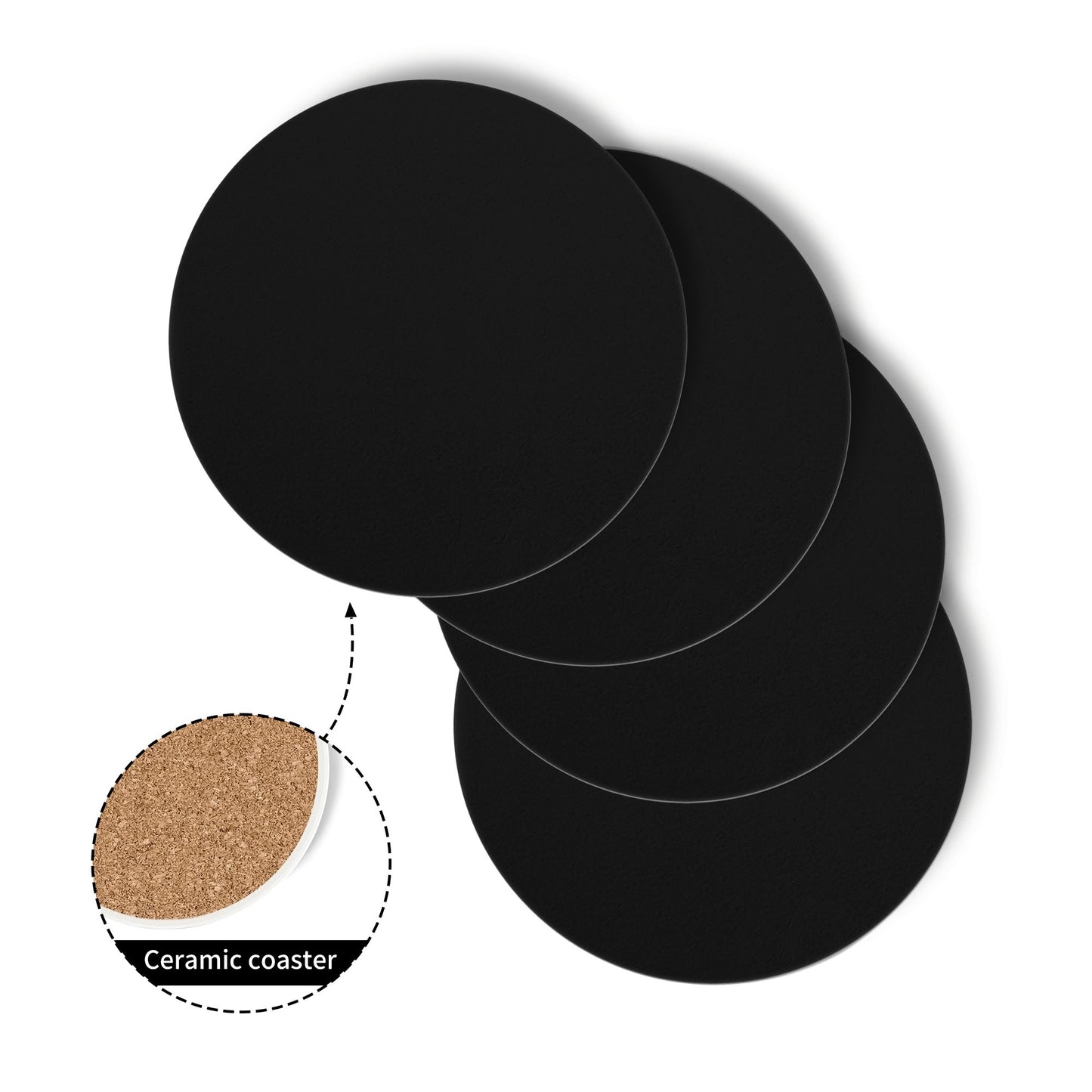 Round Ceramic Coasters - 4 Pcs - "Black" - Premium Round Ceramic Coasters from Concordia Style Boutique - Just $29.18! Shop now at Concordia Style Boutique
