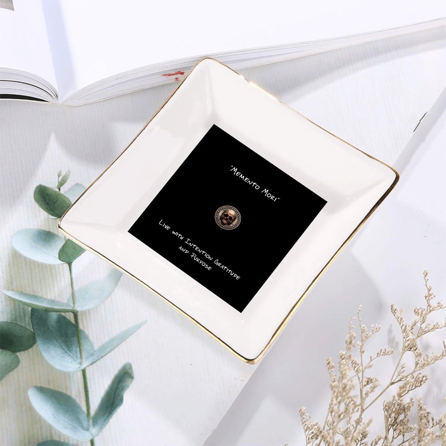 Ceramic Square Dinner Plates Appetizer Plates 1 Pc/2 Pcs/4 Pcs - "Memento Mori" - Premium Dinner Plates from Concordia Style Boutique - Just $19.38! Shop now at Concordia Style Boutique