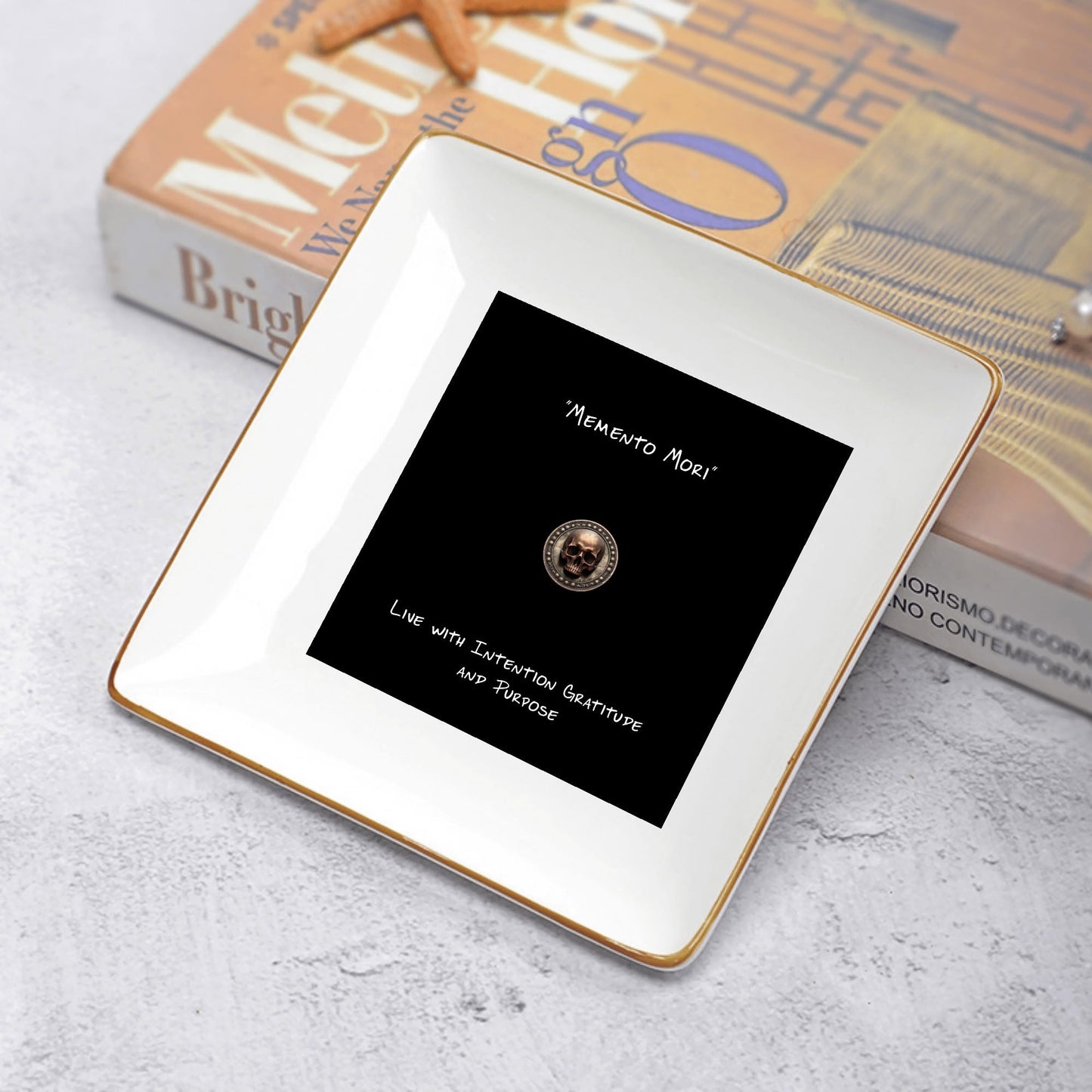 Ceramic Square Dinner Plates Appetizer Plates 1 Pc/2 Pcs/4 Pcs - "Memento Mori" - Premium Dinner Plates from Concordia Style Boutique - Just $19.38! Shop now at Concordia Style Boutique