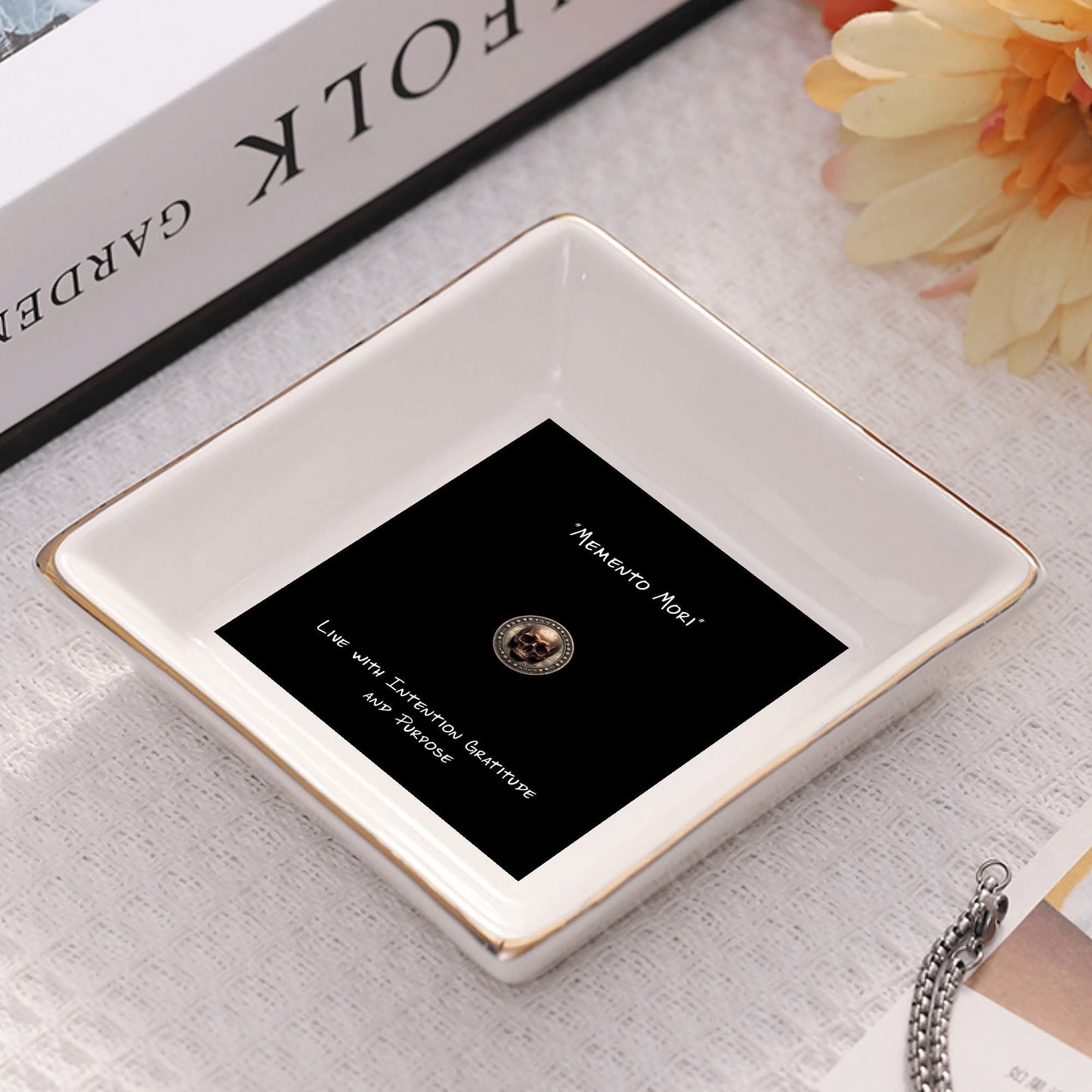 Ceramic Square Dinner Plates Appetizer Plates 1 Pc/2 Pcs/4 Pcs - "Memento Mori" - Premium Dinner Plates from Concordia Style Boutique - Just $19.38! Shop now at Concordia Style Boutique