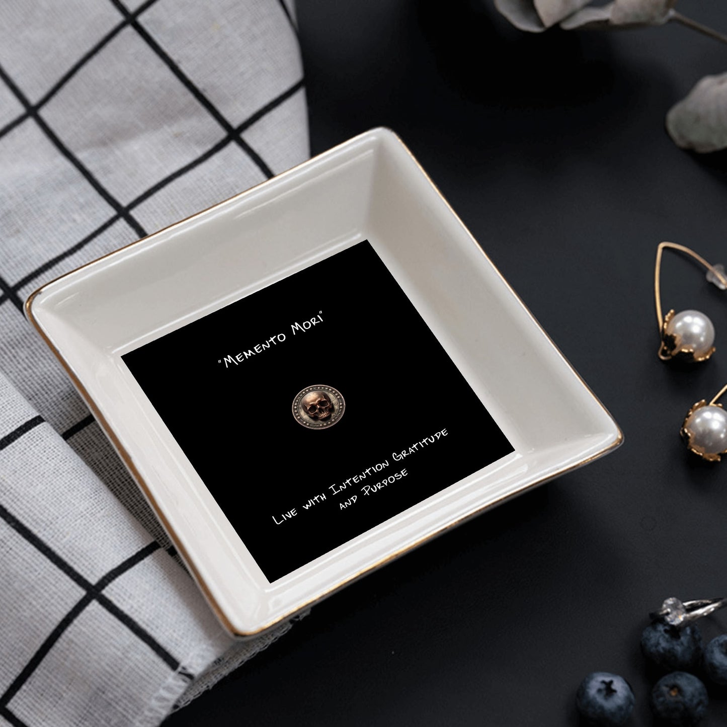 Ceramic Square Dinner Plates Appetizer Plates 1 Pc/2 Pcs/4 Pcs - "Memento Mori" - Premium Dinner Plates from Concordia Style Boutique - Just $19.38! Shop now at Concordia Style Boutique