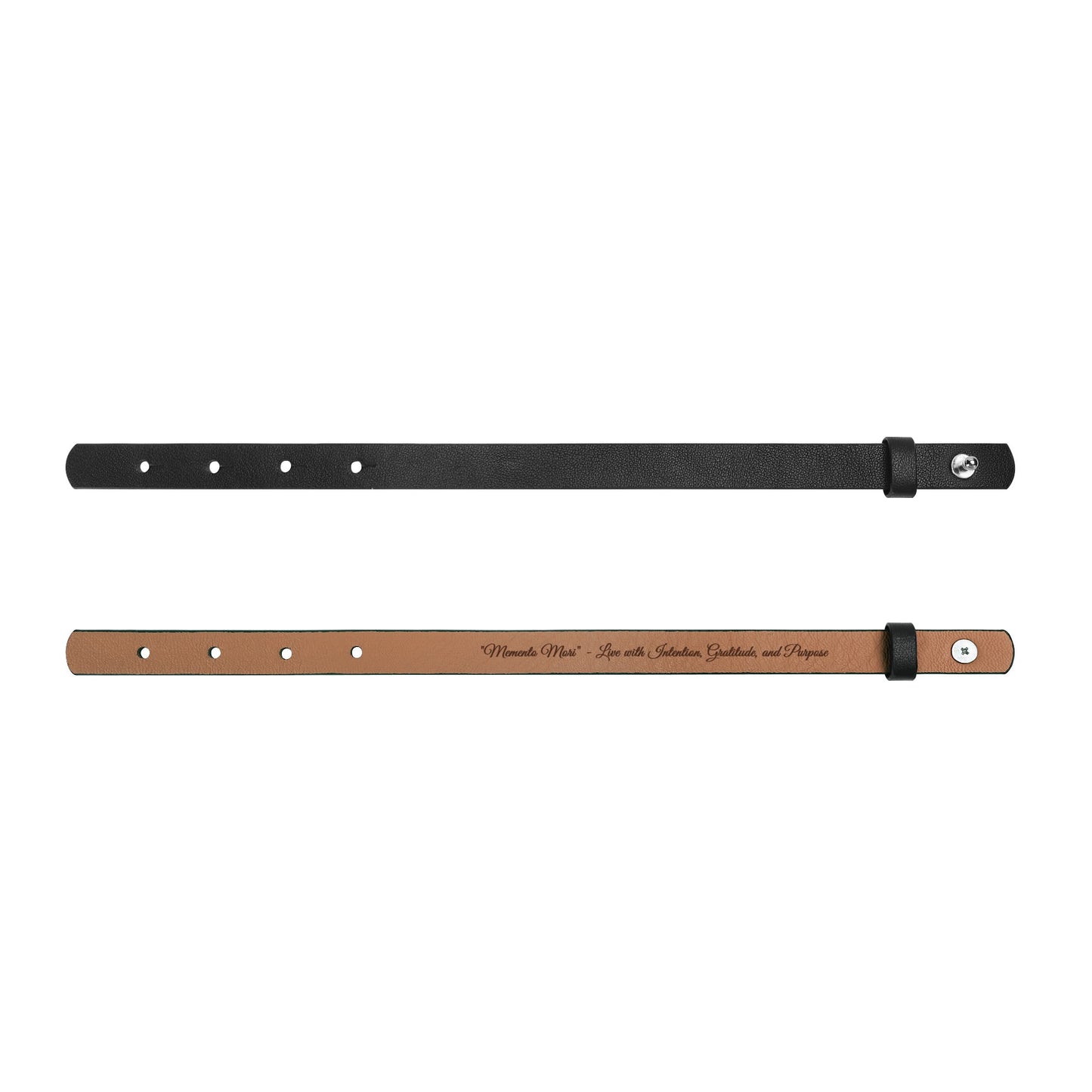 Engraved Black Leather Bracelet - "Memento Mori" - Live with Intention, Gratitude, and Purpose - Premium Bracelet from Concordia Style Boutique - Just $18.58! Shop now at Concordia Style Boutique