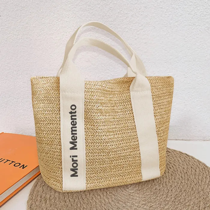Braided Bag Beach Shoulder Bag - "Memento Mori" - Live with Intention, Gratitude, and Purpose - Premium Tote Bag from Concordia Style Boutique - Just $28.38! Shop now at Concordia Style Boutique