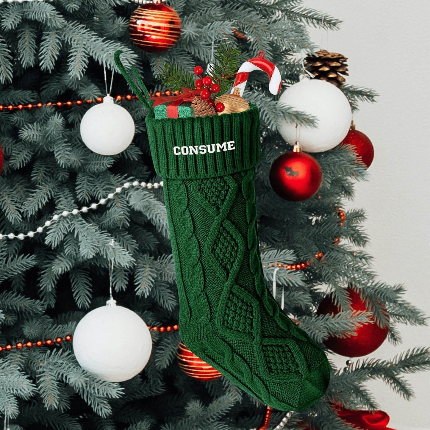 Embroidered Text Christmas Stockings (Green or Red Only) - Concordia Style Boutique