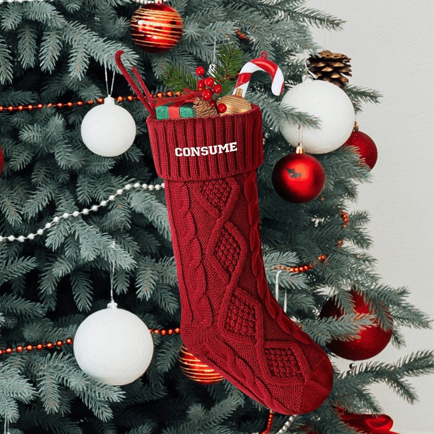 Embroidered Text Christmas Stockings (Green or Red Only) - Concordia Style Boutique