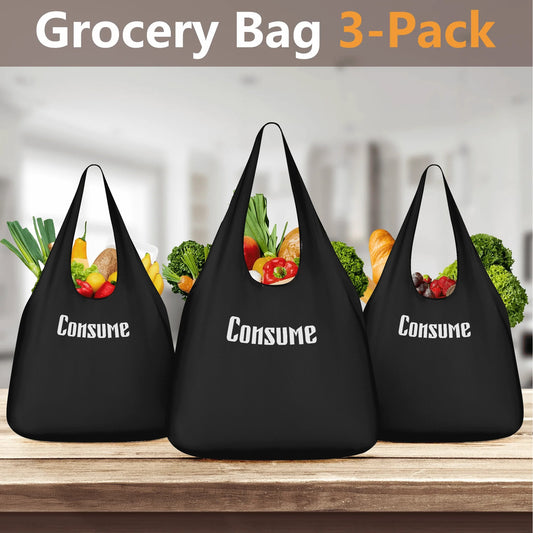 3 Pack of Grocery Bags - "Consume"