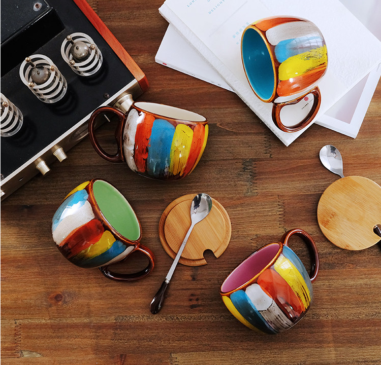 Creative ceramic cup milk cup water cup coffee cup breakfast cup couple cup to cup mug with lid spoon - Premium mug from erDouckan - Just $45.08! Shop now at Concordia Style Boutique