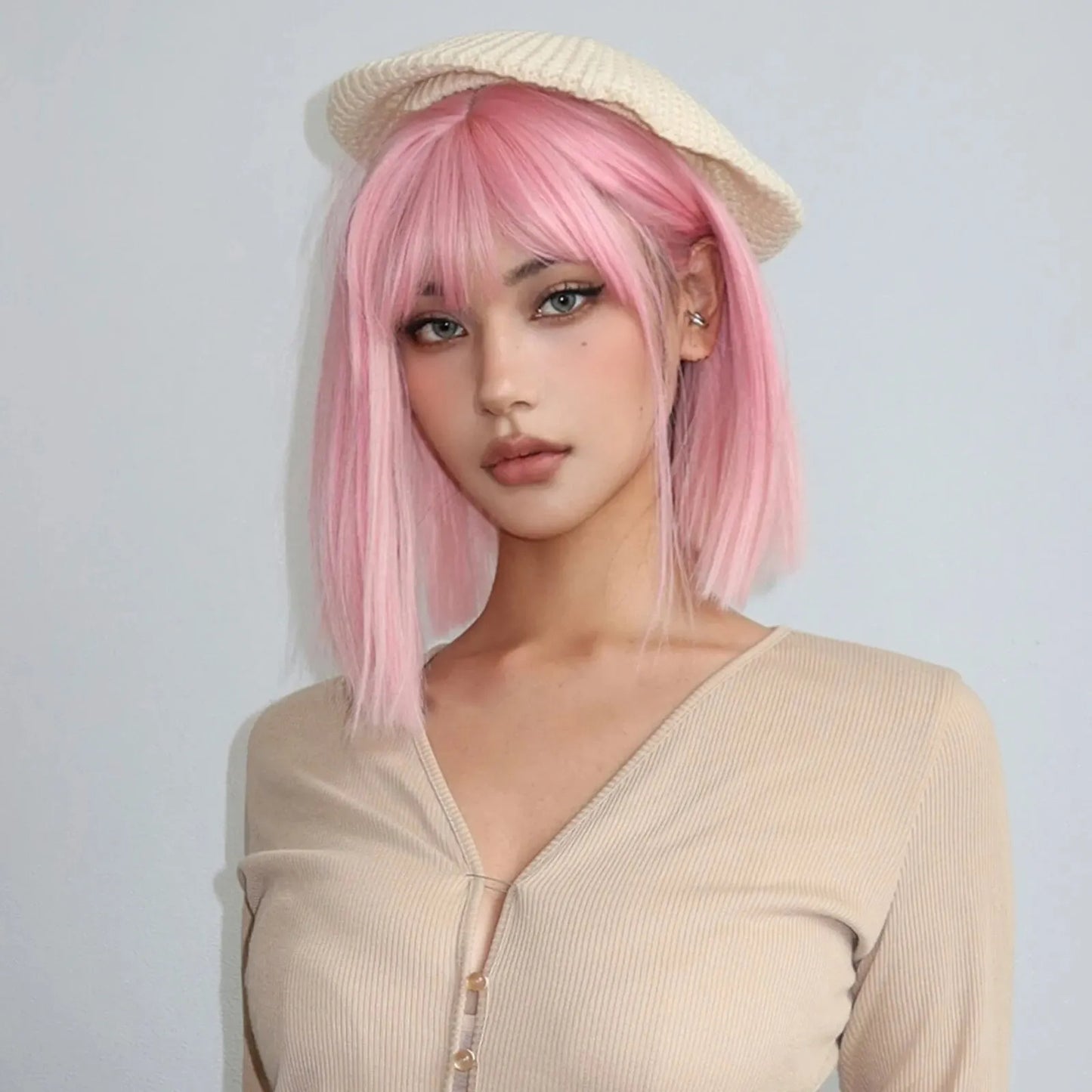 Qi Bangs Bobhaircut Wig - Bobo Short Straight - High Temperature Chemical Fiber Silk - Concordia Style Boutique