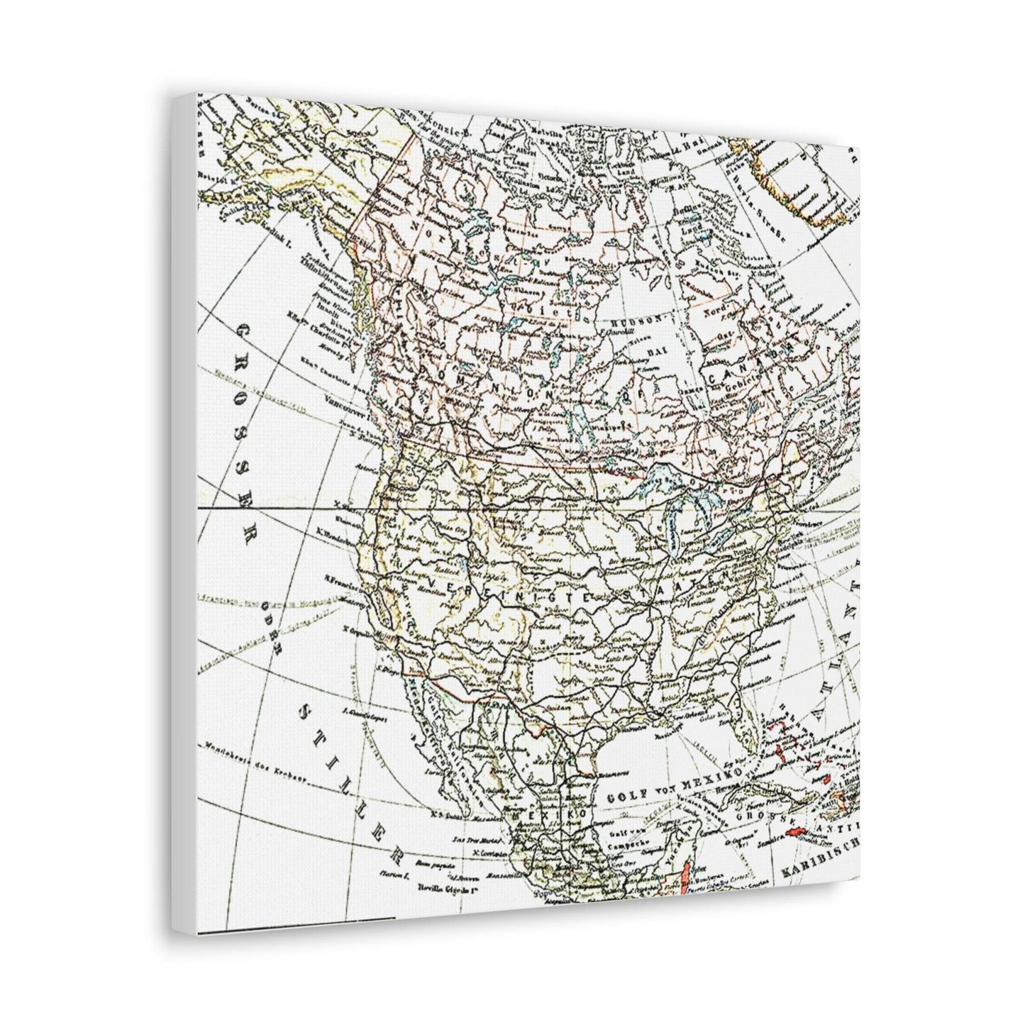 Vintage Map Canvas Print - Classic North America Wall Art - Concordia Style Boutique