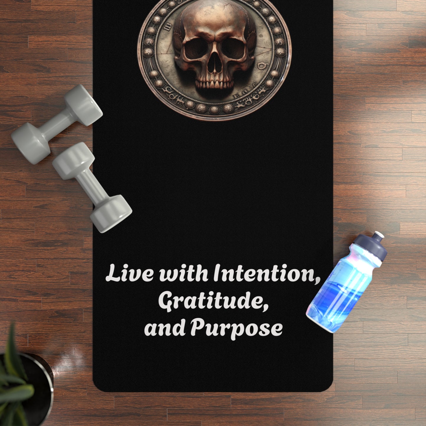 "Memento Mori" - Rubber Yoga Mat - "Live with Intention, Gratitude, and Purpose" - Premium Rubber Yoga Mat from Concordia Style Boutique - Just $72.02! Shop now at Concordia Style Boutique
