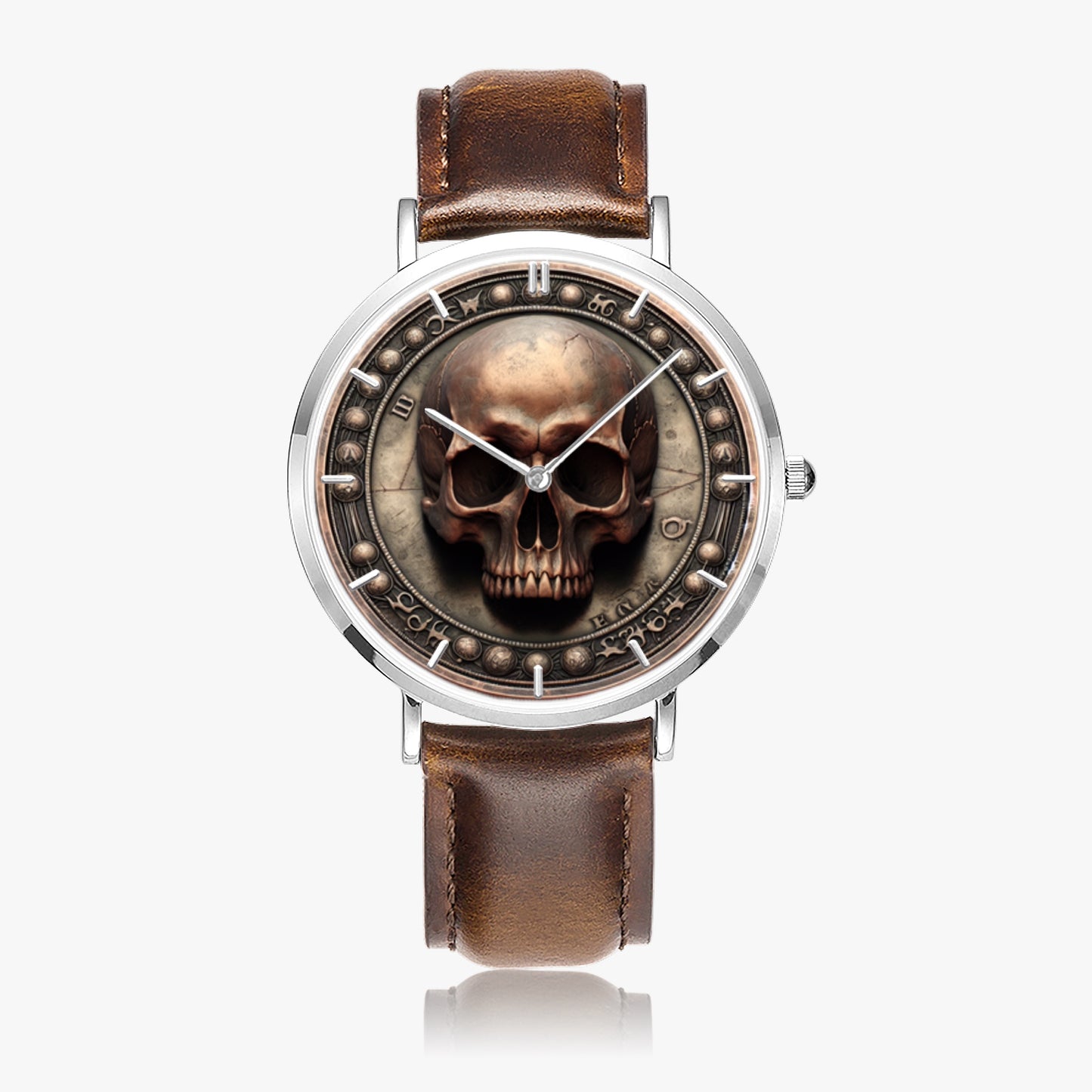 Ultra-Thin Leather Strap Quartz Watch -"Momento Mori" - Unisex - Premium Leather Strap Watches from Concordia Style Boutique - Just $44.25! Shop now at Concordia Style Boutique