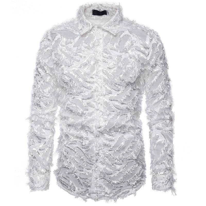 Feather tassel lapel shirt men - Concordia Style Boutique